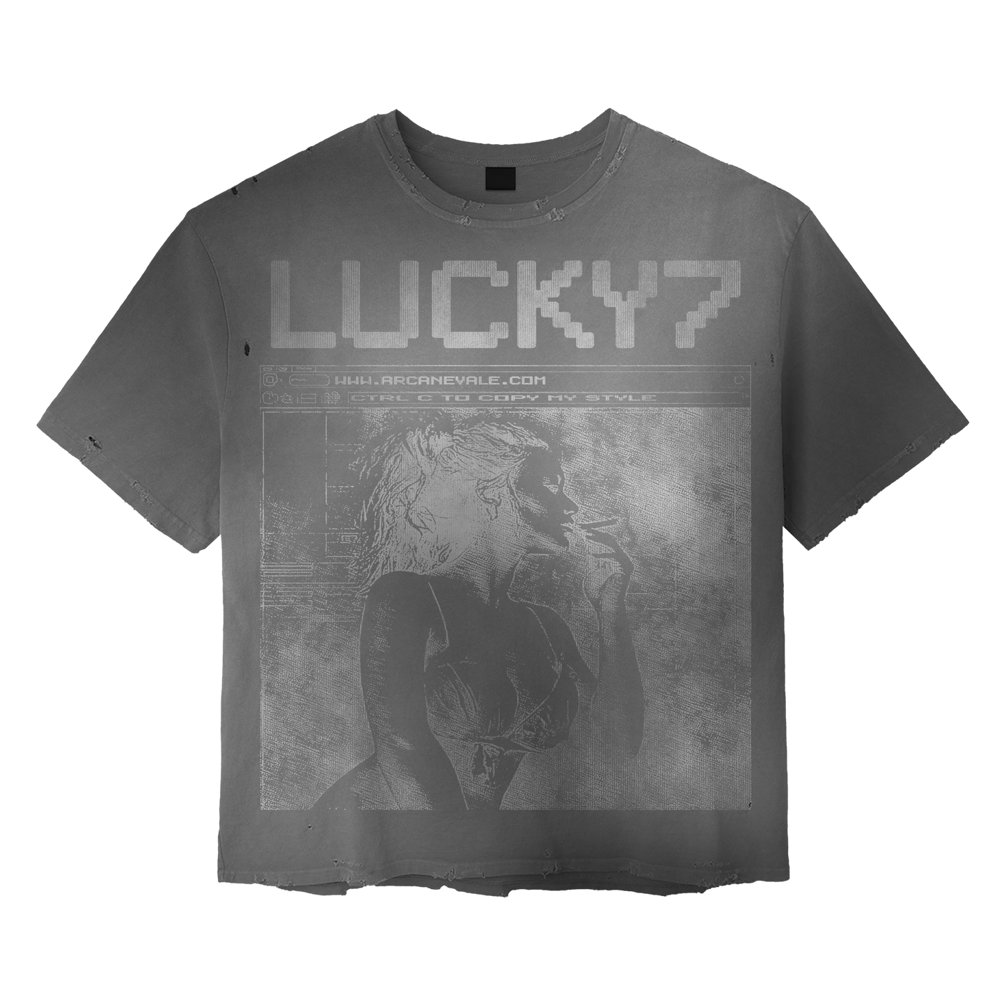 LUCKY7 GREY WASH T-SHIRT