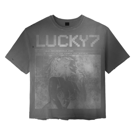 LUCKY7 GREY WASH T-SHIRT